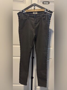 Women’s CURRENT/ELLIOTT Gray Coated Side Stud-Trim stretch Skinny Jeans Size 32